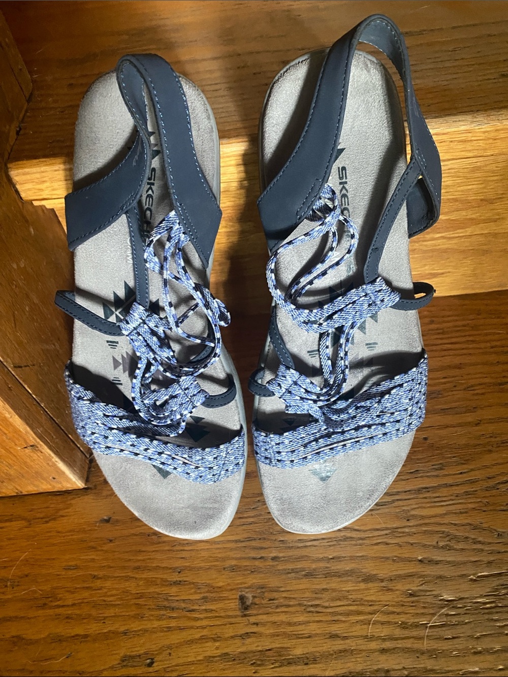 Skechers Navy Braided Lace-Up Women's Sandals